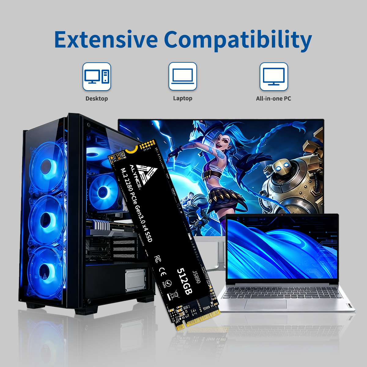 ALYNCE JS890 Gen3 M.2 2280 SSD 512GB